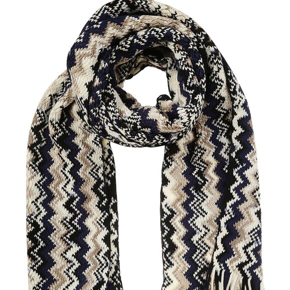 New Missoni Unisex Sciarpa Zig Zag Fringes Wool Blend Multicolor Scarf 30x190 - Picture 2 of 13